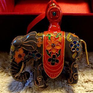Dillard's Trimmings Cloisonné Elephant Ornament Christmas Collectable